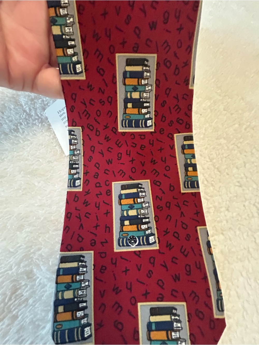 🎁3 for $30 - Classic Red Book-Print Necktie